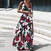 Summer Trendy Sleeveless Deep V Neck Full Length Prom Dresses